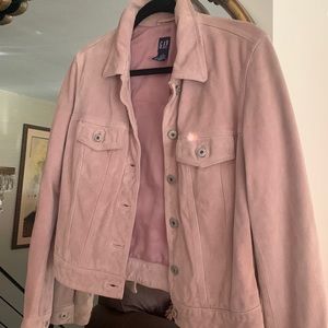 Gap size small, pink cow suede, jean jacket style.